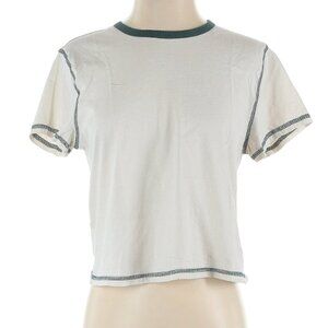 Wild Fable Green Stitching Cream Crew Neck Short Sleeve T-Shirt Tee Top Small
